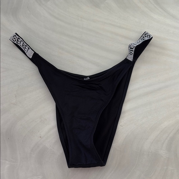 Victoria’s secret Black Bikini Bottom with Rhinestone Straps - Picture 1 of 2
